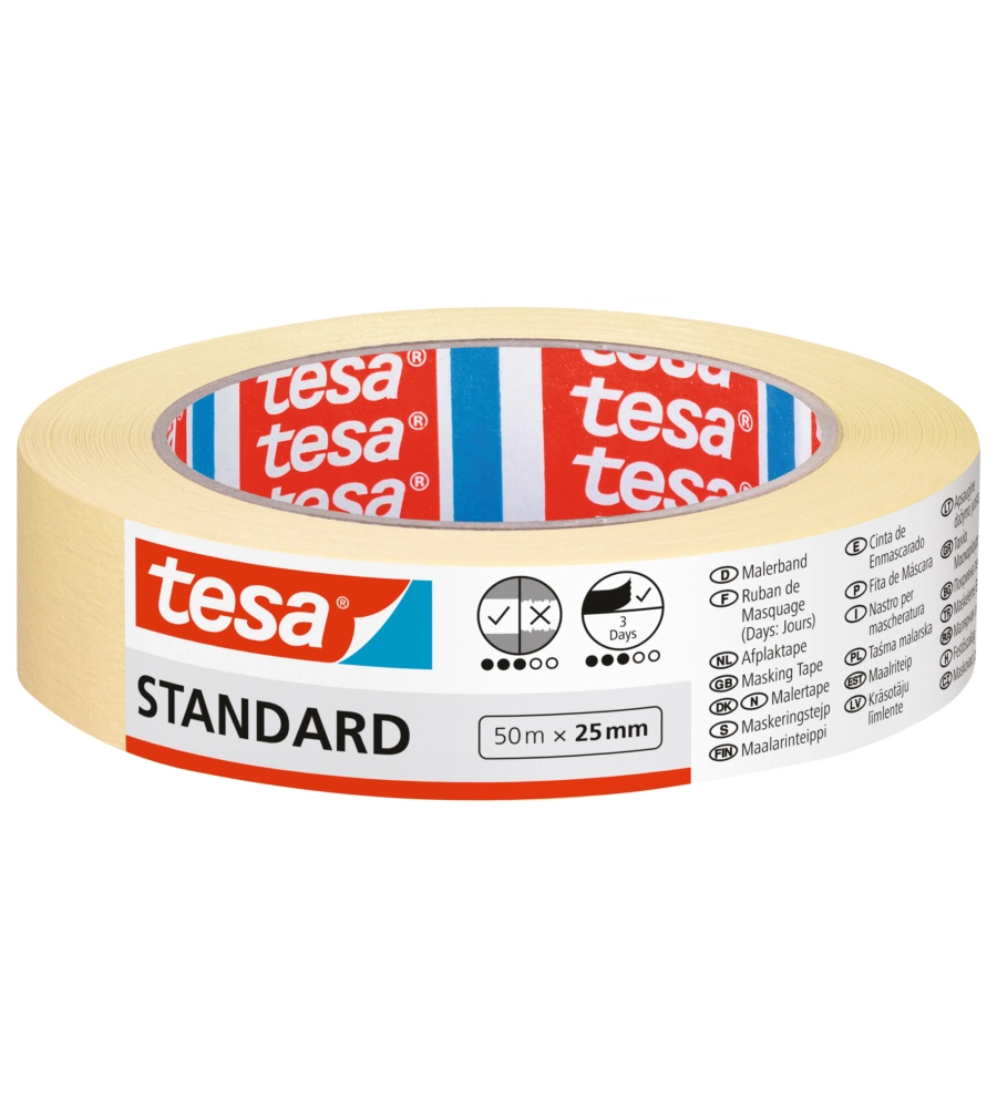 NASTRO CARTA ADESIVO PER MASCHERATURA STANDARD, 25 MM X 50MT -TESA